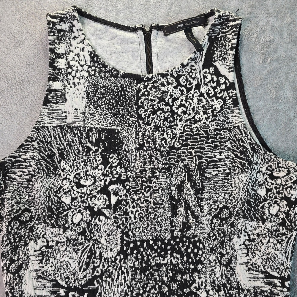 BCBGMAXAZRIA Dress Women Small Black White Abstract Print‎ Fit Flare Mini Modern - Picture 9 of 11